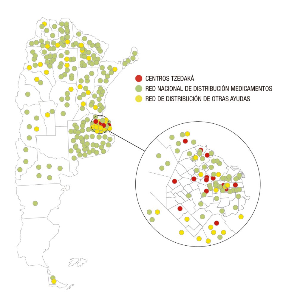 Mapa de la ayuda Fundación Tzedaká